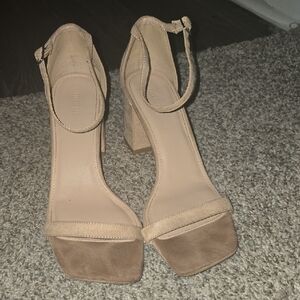 Elegant Tan Block Heel Sandals